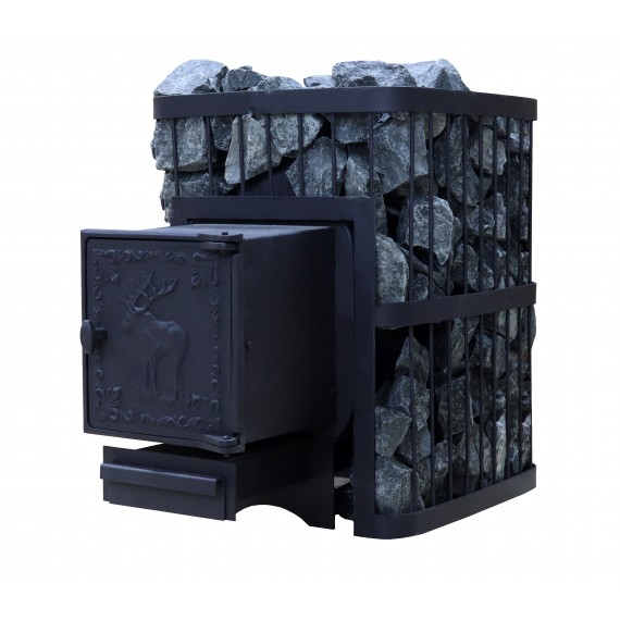 Фото товара Печь ComfortProm банная ЧУГУН, для парной до 20 кубов, вес 75 кг, длина дров до 40 см, на 130 кг камней, чугунная дверь.